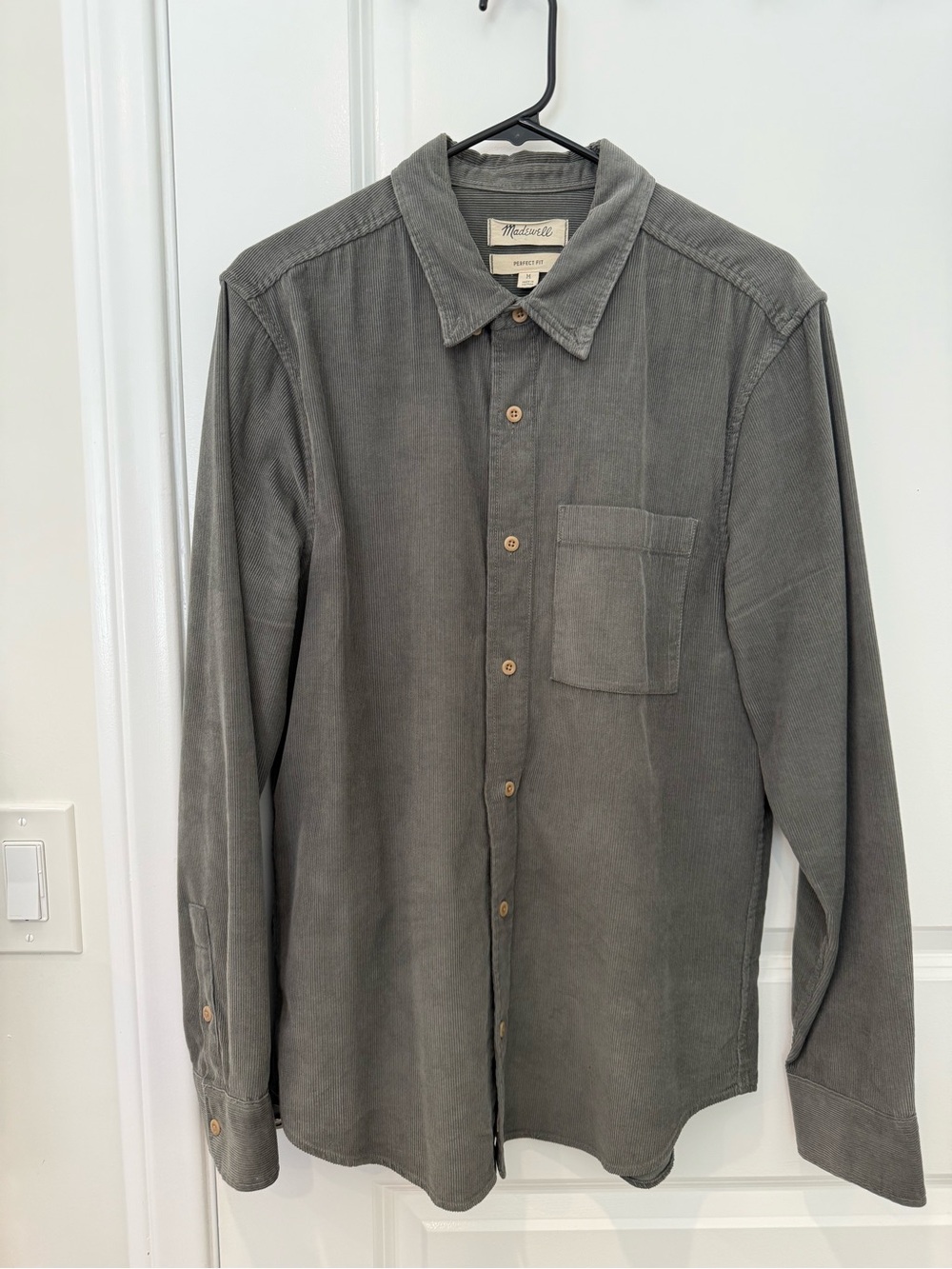 Madewell Gray Corduroy Button-Down Shirt